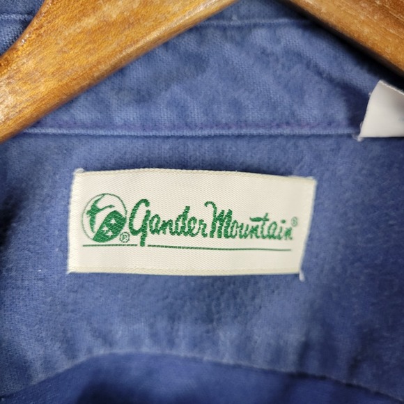 Gander Mountain Flannel Shirt Mens Large Blue Chamois Cloth Cotton Button Up - Picture 3 of 8